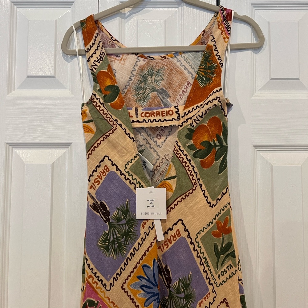 Paper heart Maxi Dress linen blend - stamps pattern - Picture 5 of 11